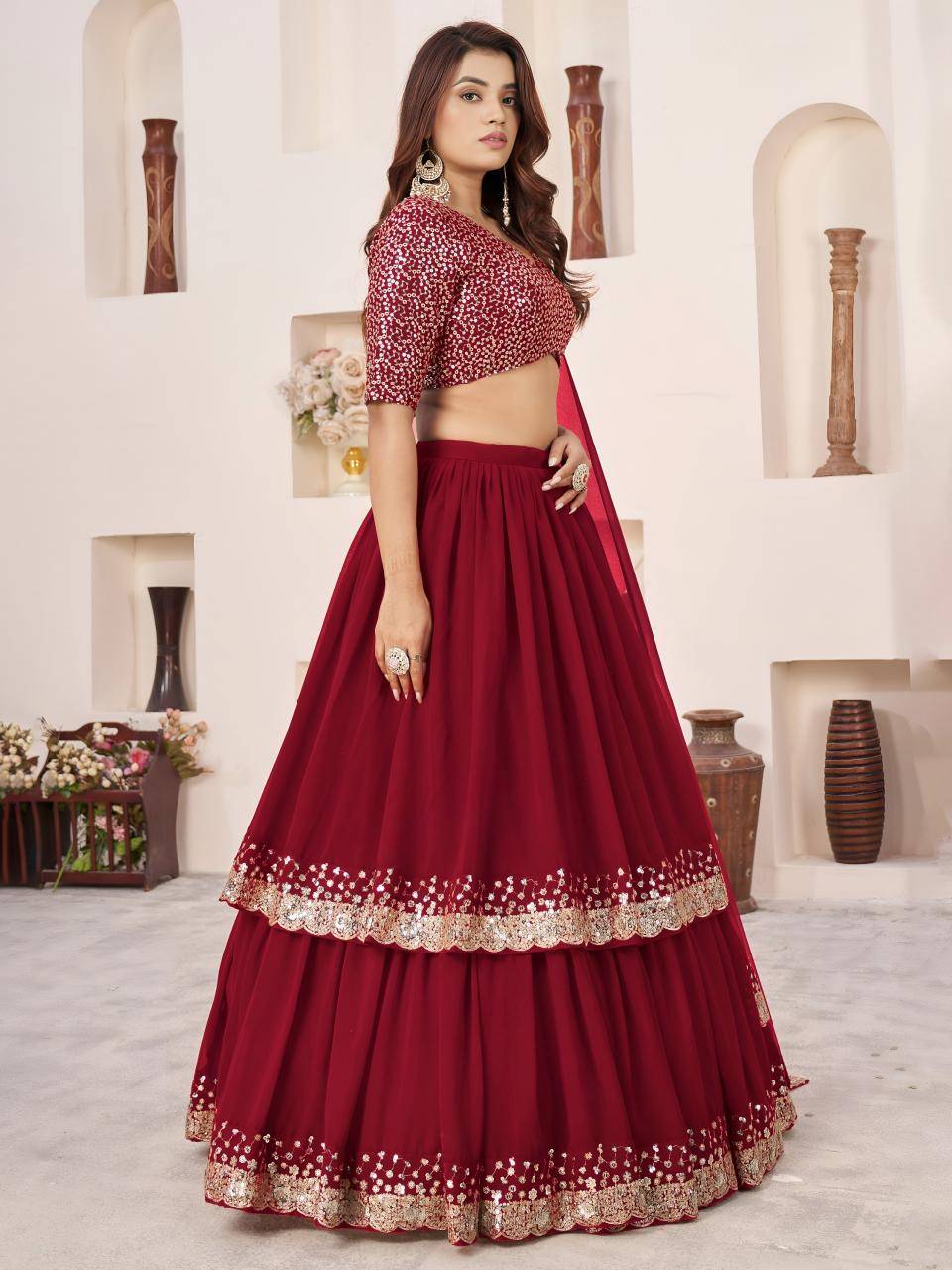 Anchal vol 2 Georgette Red Lehenga choli manufacturers in India